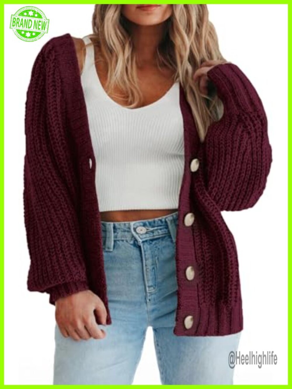 Women's Plus Size Open Front Cardigan Chunky Knit Button Loose Fit Sweater